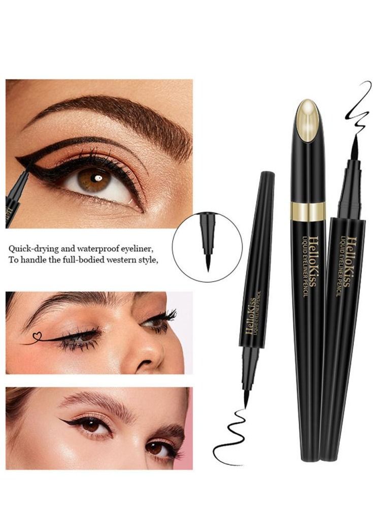 HelloKiss قلم كحل سائل طويل الأمد سريع الجفاف تركيبة مقاومة للماء مقاومة للتلطخ دقيق للغاية كحل عالي الصبغة لمظهر جريء قلم كحل سائل أسود - Image 5