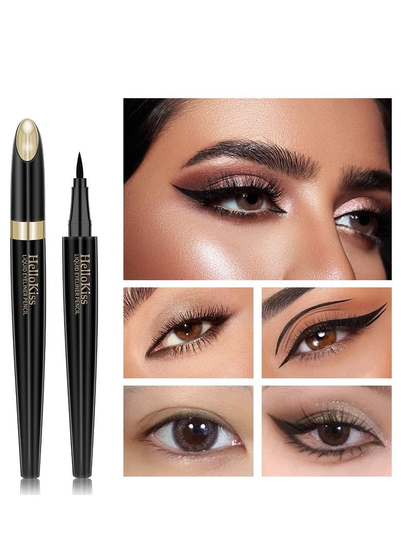 HelloKiss قلم كحل سائل طويل الأمد سريع الجفاف تركيبة مقاومة للماء مقاومة للتلطخ دقيق للغاية كحل عالي الصبغة لمظهر جريء قلم كحل سائل أسود - Image 3