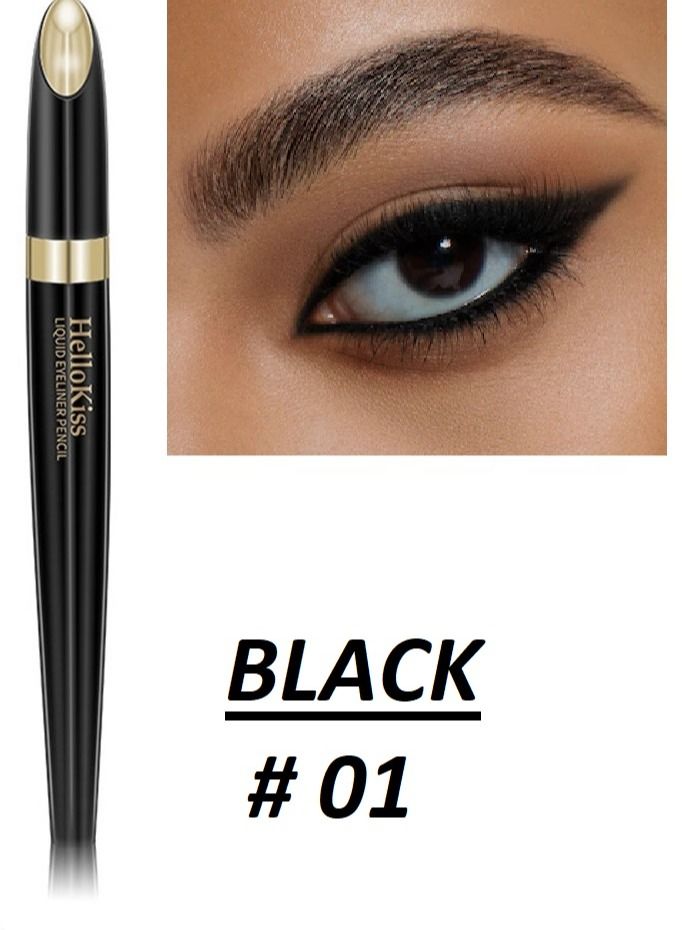 HelloKiss قلم كحل سائل طويل الأمد سريع الجفاف تركيبة مقاومة للماء مقاومة للتلطخ دقيق للغاية كحل عالي الصبغة لمظهر جريء قلم كحل سائل أسود - Image 2