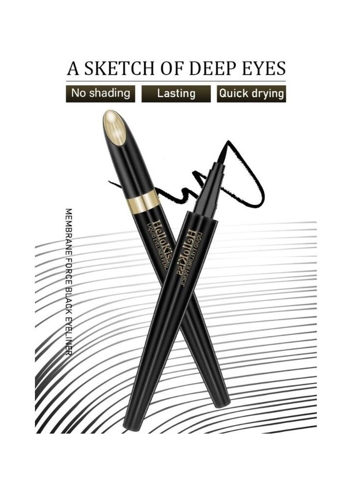 HelloKiss قلم كحل سائل طويل الأمد سريع الجفاف تركيبة مقاومة للماء مقاومة للتلطخ دقيق للغاية كحل عالي الصبغة لمظهر جريء قلم كحل سائل أسود - Image 4