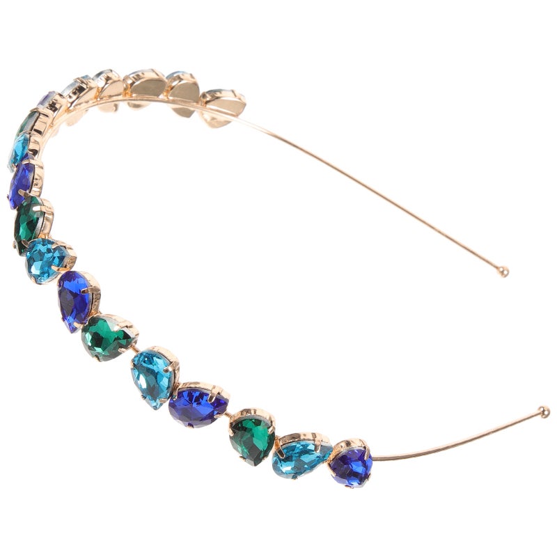 1pc Stylish Hair Glass Rhinestone Headband Elegant Hair Daily Headwear Hair Decoration Green - Image 1