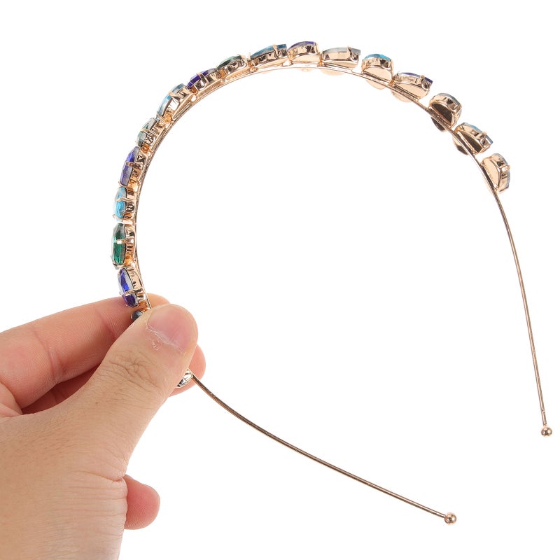 1pc Stylish Hair Glass Rhinestone Headband Elegant Hair Daily Headwear Hair Decoration Green - Image 5