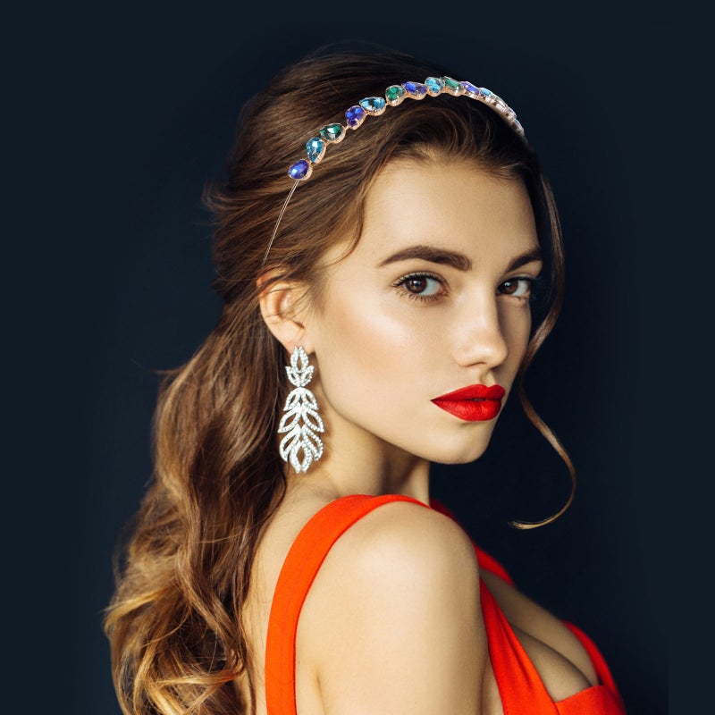 1pc Stylish Hair Glass Rhinestone Headband Elegant Hair Daily Headwear Hair Decoration Green - Image 4