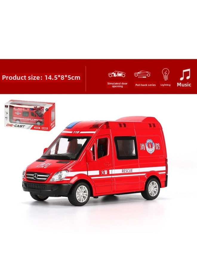 Tianying Alloy Ambulance Car Model 8909 Fire Fighting Model Pull Back Car Children Toy Car Gift Special Police Car Model-Color:Classic Fire Truck  - Image 1