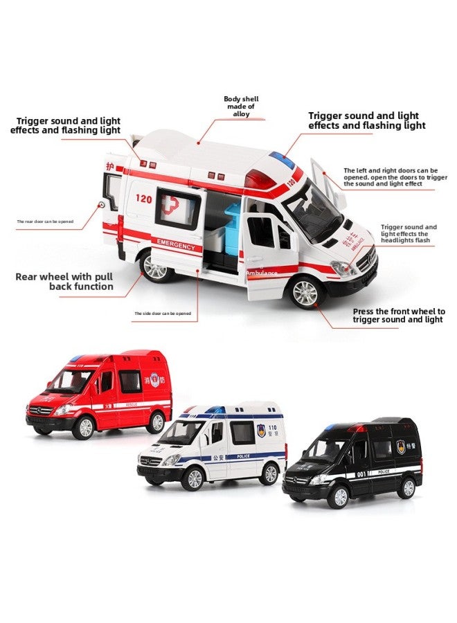 Tianying Alloy Ambulance Car Model 8909 Fire Fighting Model Pull Back Car Children Toy Car Gift Special Police Car Model-Color:Classic Fire Truck  - Image 2