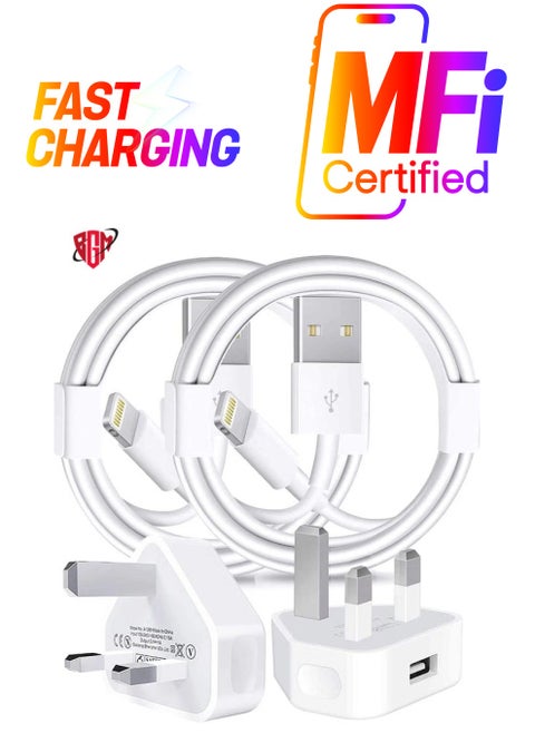 iPhone Charger Lightning Cable, [Apple MFi Certified] 2 Pack USB Plug Rapid Wall Charger Travel Plug & 2 Pack Lightning to USB Fast Charging Data Sync Transfer Cord with iPhone 13 112/11/XS/XR/X/8/7/i