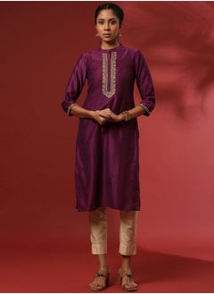 straight embroidered kurta- violet - pzsku/Z9758EBE2F8213F912E8FZ/45/_/1740146289/4397558d-4abf-4d9d-9f1e-7b0742ff79ae