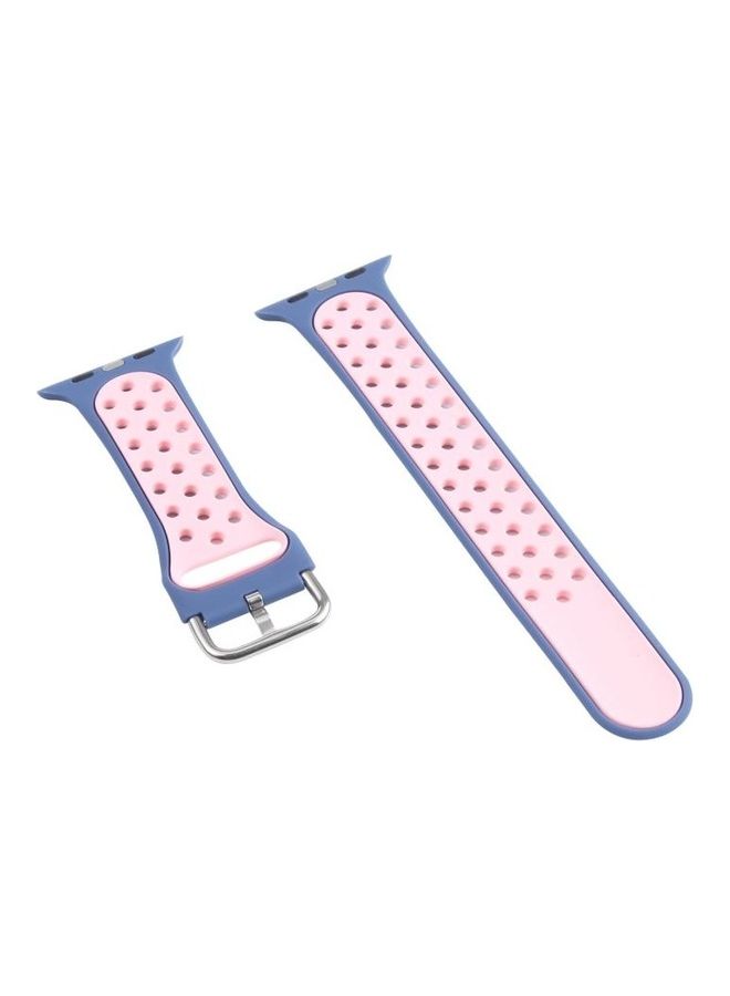 NIBEMINENT Replacement Watchband For Apple Watch Series 7 41mm/6 & SE 5 4 40mm/3 2 1 38mm Light Blue/Pink - Image 4