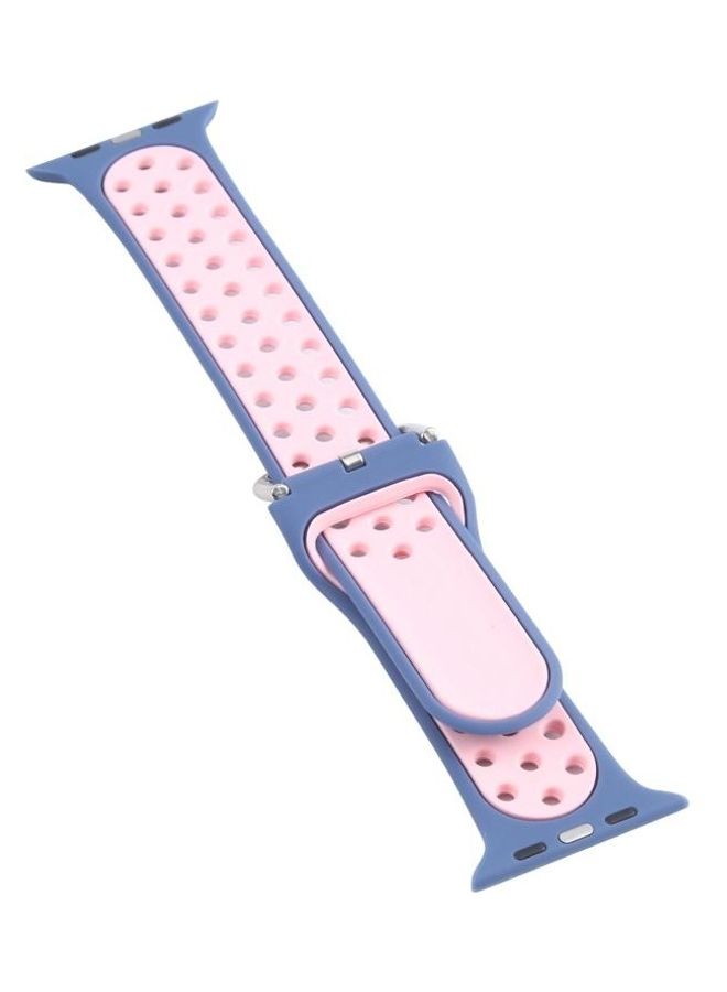 NIBEMINENT Replacement Watchband For Apple Watch Series 7 41mm/6 & SE 5 4 40mm/3 2 1 38mm Light Blue/Pink - Image 2