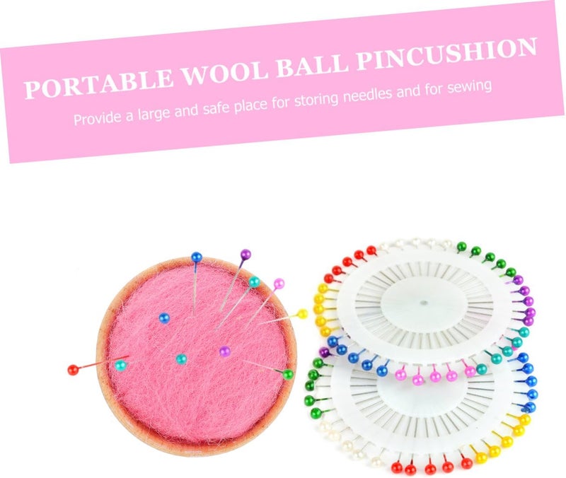 GATHINESS Handmade Half-Round Wool Pin Cushion with Wooden Base, Sewing Needle Holder and Organizer, Portable Red Needle Pin Storage for Embroidery and Craft Use - Image 3