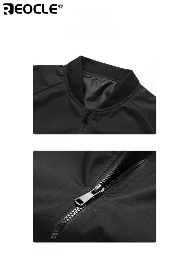 ريوكل جاكيت بومبر خفيف الوزن للرجال بتصميم غير رسمي وميزة مضادة للرياح، جاكيت موضة بقصة ضيقة للاستخدام اليومي - Image 3