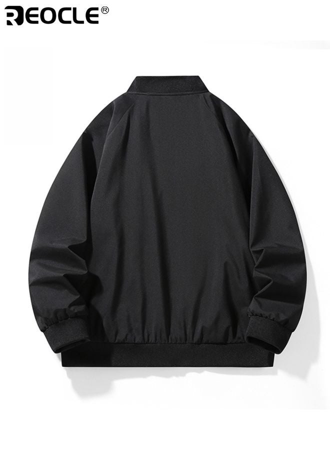 ريوكل جاكيت بومبر خفيف الوزن للرجال بتصميم غير رسمي وميزة مضادة للرياح، جاكيت موضة بقصة ضيقة للاستخدام اليومي - Image 2