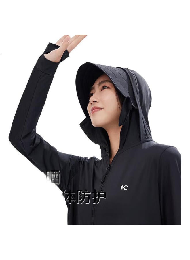 Vvc Sun Protection Clothing For Women, Summer Long Ice Silk Cool-Feeling Uv-Resistant Jacket, Fashionable Travel Shawl, Fashionable Black - Image 1