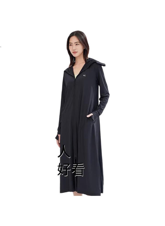 Vvc Sun Protection Clothing For Women, Summer Long Ice Silk Cool-Feeling Uv-Resistant Jacket, Fashionable Travel Shawl, Fashionable Black - Image 3