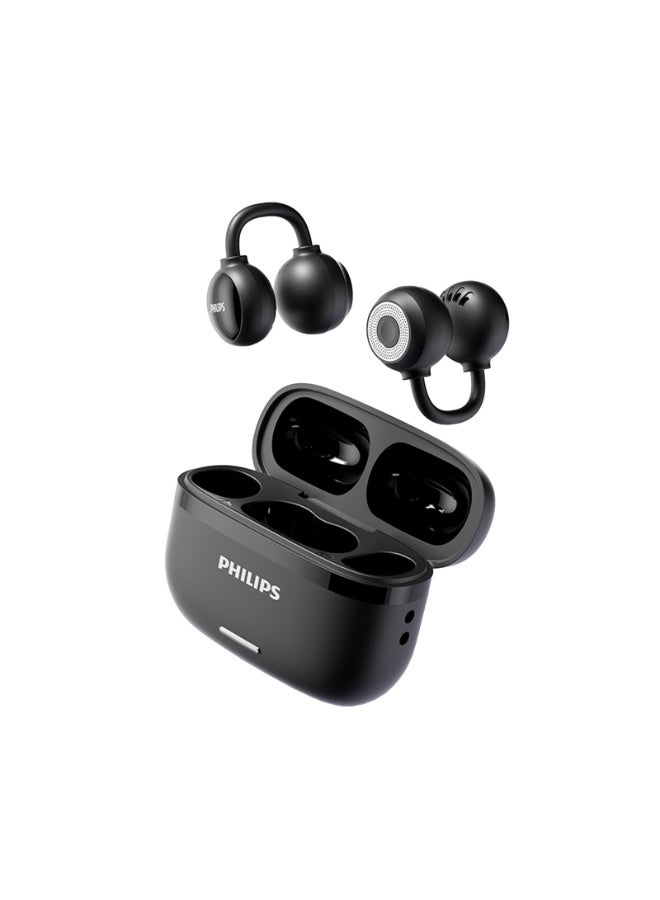 Philips TAQ2620 , Earphone,True Open Ear Headphones,True Wireless Earbuds,Long Playtime, IP54 Water and Dust Proof with  ANC,AI Call Noise Reduction,3D Surround Sound,Sterling Sound, Secure Fit and Comfort, For Sports, Work, Black - Image 1