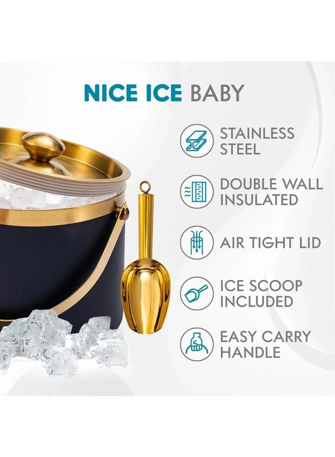 Jaffiust Ice Bucket, 3L Stainless Steel Double Wall Insulated Ice Bucket With Lid And Scoop, Ice Buckets for Parties, Handle, Keeps Ice Cold for Hours Great for Wine Champagne Cocktails(Black Gold) - Image 3