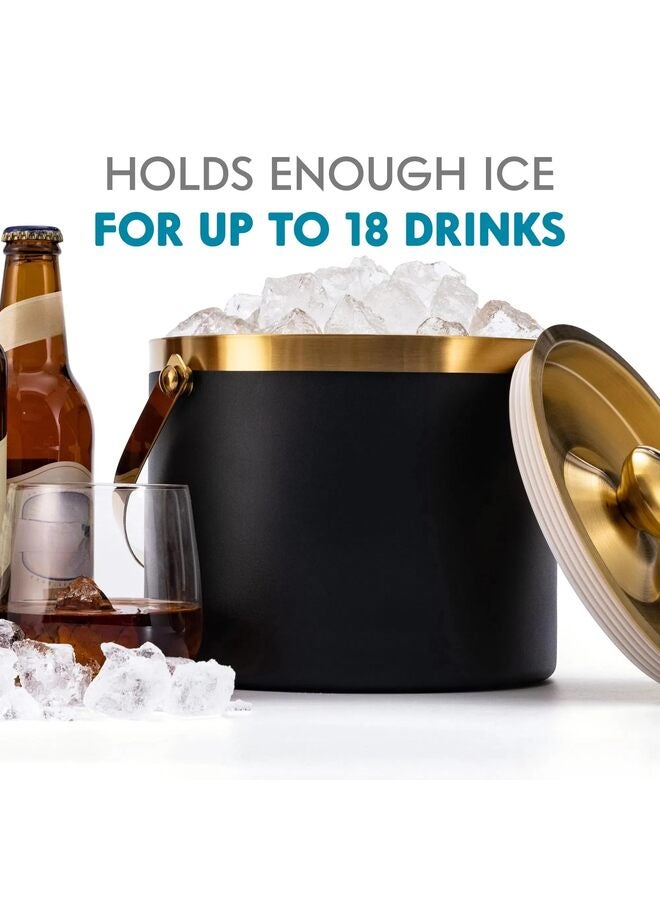Jaffiust Ice Bucket, 3L Stainless Steel Double Wall Insulated Ice Bucket With Lid And Scoop, Ice Buckets for Parties, Handle, Keeps Ice Cold for Hours Great for Wine Champagne Cocktails(Black Gold) - Image 5