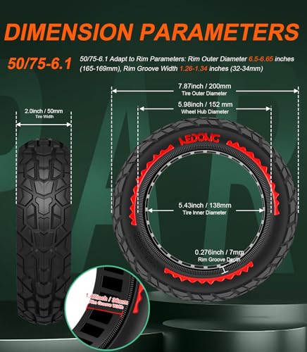 BANGTING 2PCS Upgrade 50/75-6.1 Scooter Off-road Solid Tires, 8.5x2 inches Tires Tubeless for Gotrax GXL V2/XR/APEX, 8 1/2 x2 Tire Replacement for Hiboy S2, Xiaomi 3 Lite/3/Pro 2/1s/M365 - Image 5