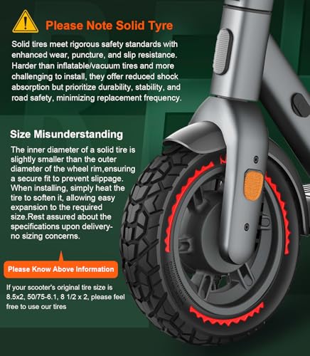 BANGTING 2PCS Upgrade 50/75-6.1 Scooter Off-road Solid Tires, 8.5x2 inches Tires Tubeless for Gotrax GXL V2/XR/APEX, 8 1/2 x2 Tire Replacement for Hiboy S2, Xiaomi 3 Lite/3/Pro 2/1s/M365 - Image 3