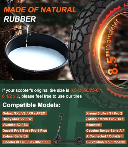 BANGTING 2PCS Upgrade 50/75-6.1 Scooter Off-road Solid Tires, 8.5x2 inches Tires Tubeless for Gotrax GXL V2/XR/APEX, 8 1/2 x2 Tire Replacement for Hiboy S2, Xiaomi 3 Lite/3/Pro 2/1s/M365 - Image 4