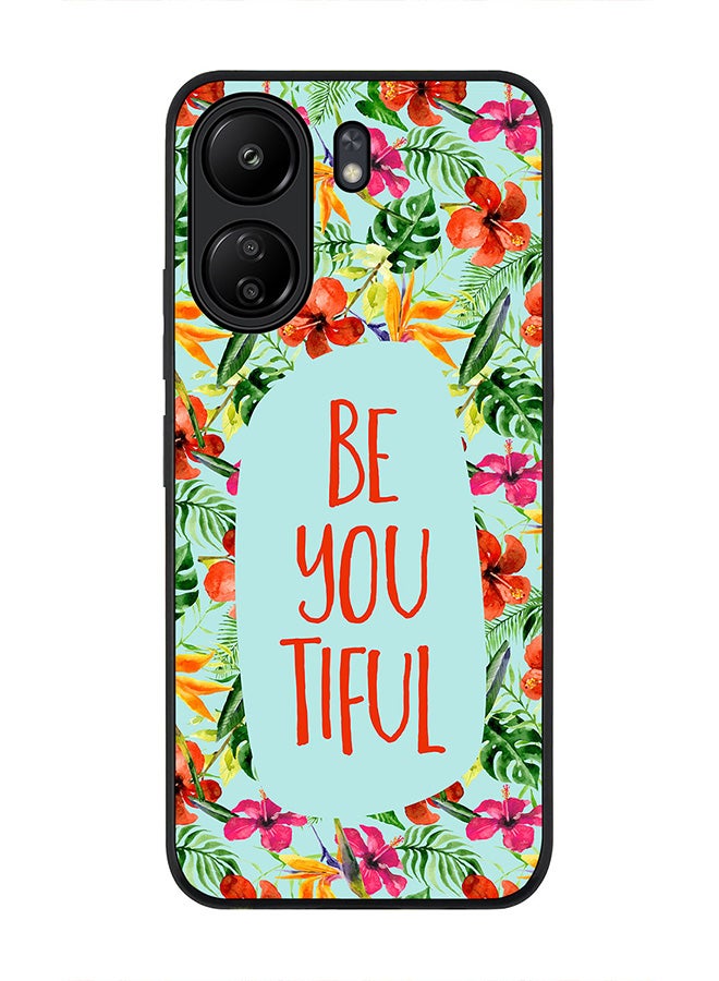 Stylizedd Rugged Black Edge Case for Xiaomi Redmi 13C 4G, Slim fit Soft Case Flexible Rubber Edges Anti Drop TPU Gel Thin Cover - Be You Tiful - Image 1