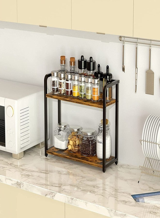 OGFC 28024 Space Saving Spice Rack Organizer for Countertop - Bathroom Counter Organizer, Seasoning Rack, Wooden Tabletop Storage Shelves for Kitchen, Bathroom, Bedroom and Office - Image 2