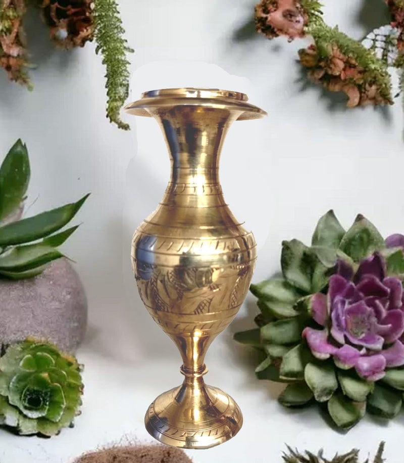 Stotram Brass Handicraft Flower VaseFlower Pot for Office and Home Decor with Indian Alluring Nakarshi DesignLiving Room - Image 3