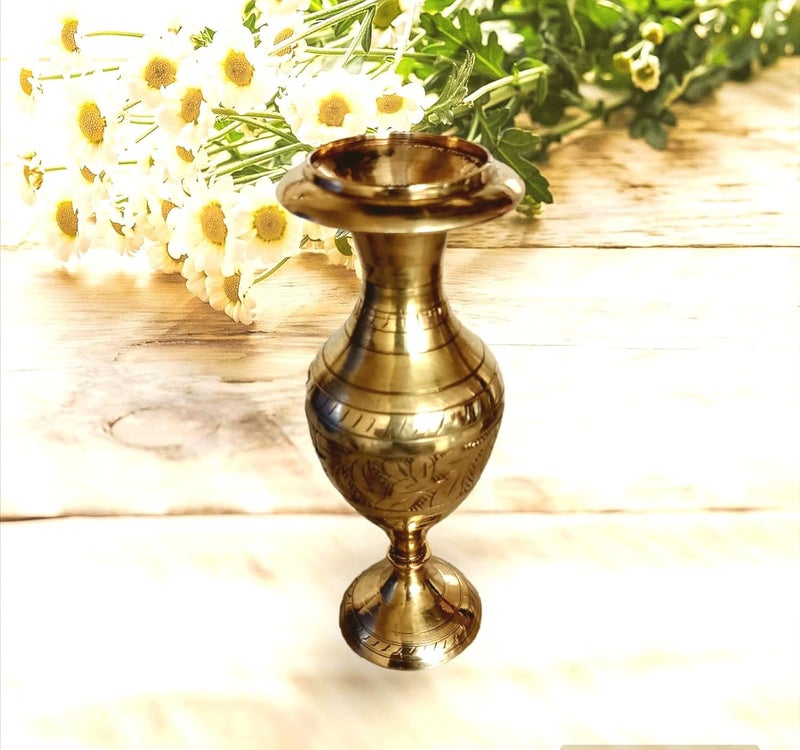 Stotram Brass Handicraft Flower VaseFlower Pot for Office and Home Decor with Indian Alluring Nakarshi DesignLiving Room - Image 5