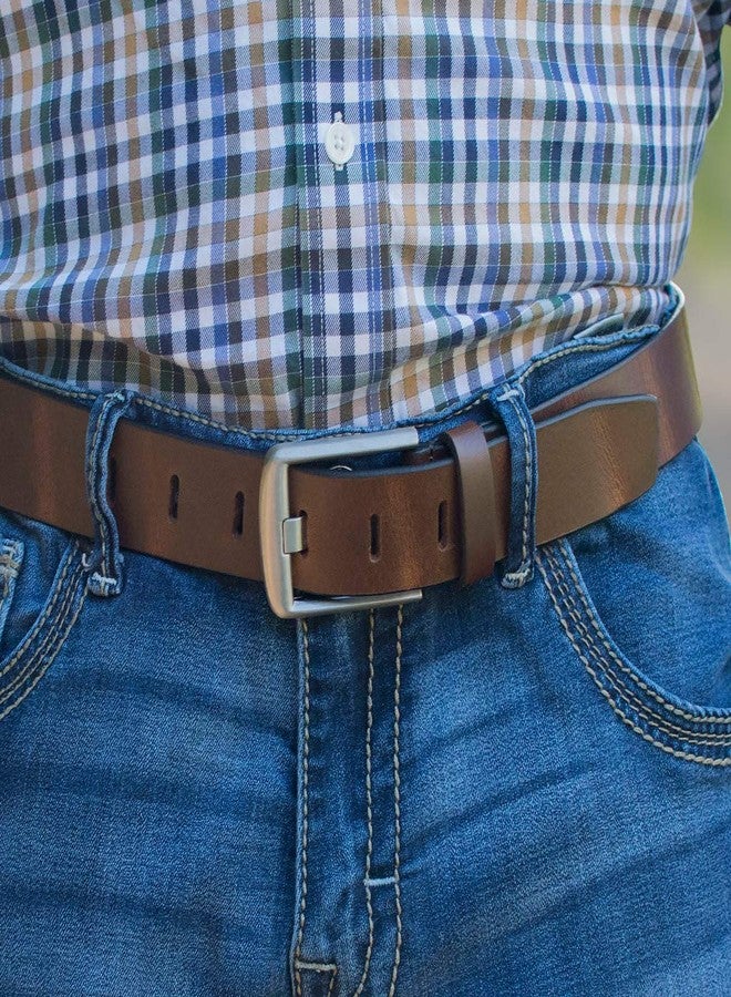 Nickel Smart Brown Wide Pin Belt - 36" - Image 2