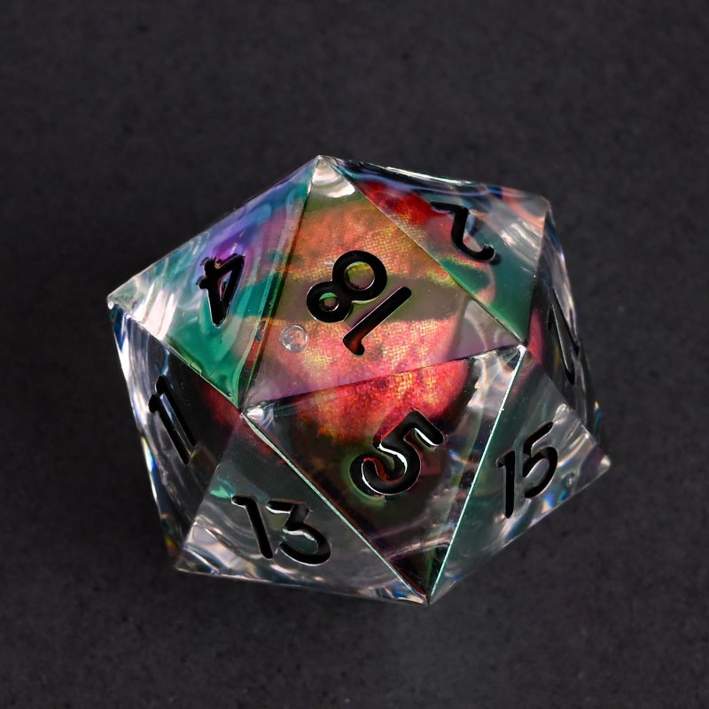UBEUCK Electroplated Resin Dice Set, Resin Edge Sharp for Dungeons & Dragons RPG, MTG Board Games with Gift Box(Electroplating Red Longan) - Image 3