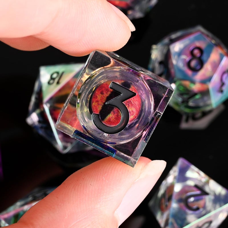 UBEUCK Electroplated Resin Dice Set, Resin Edge Sharp for Dungeons & Dragons RPG, MTG Board Games with Gift Box(Electroplating Red Longan) - Image 4