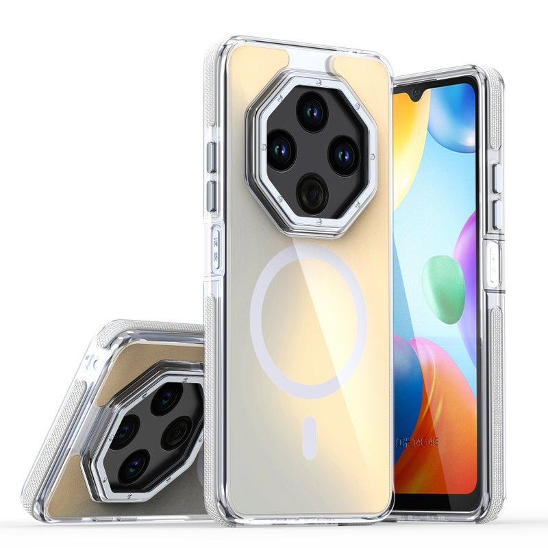 غطاء MagSafe بTPU + PC باللون أسود مغناطيسي بوظيفة حامل من مادة TPU لـ Redmi Note 13 Pro مع مغناطيس قوي وحماية من السقوط مع مقاوم للصدمات مع حامل قائم للعائلة أثناء التنقل للمدرسة - Image 2