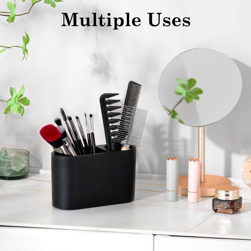 Luxspire Toothbrush Holder  2 Slots Toothbrush And Toothpaste Holdersfor Bathrooms  Resin Toothbrush Holder Electric Toothbrush Stand For Vanity Countertop  Bathroom Accessories  Matte Black - Image 5