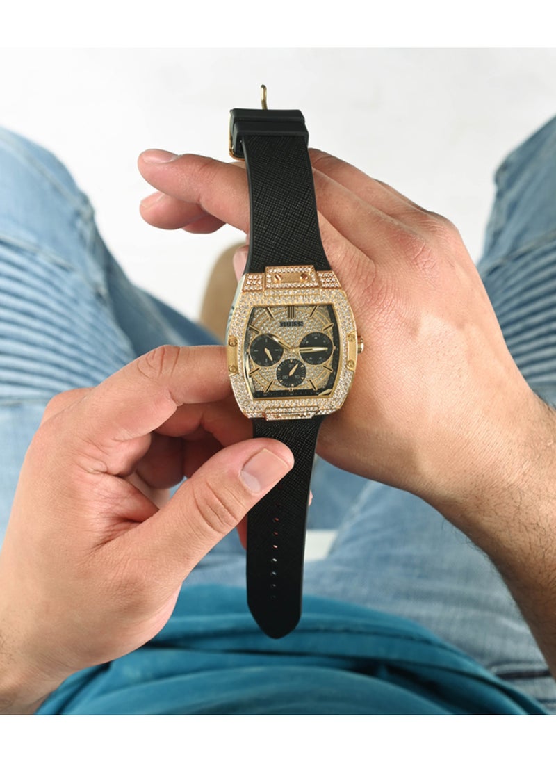 GUESS ساعة متعددة الوظائف للرجال من غس الأسود بلون الذهب GW0048G2  - Image 5