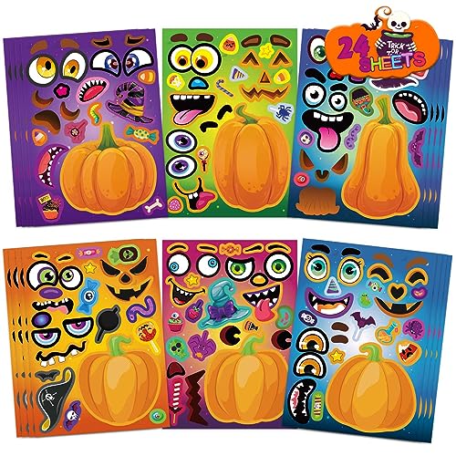 DUJAA Halloween Stickers for Kids 24 Sheets Make a Pumpkin Face Stickers Pumpkin Decorating Sticker Halloween Party Games Make Your Own Sticker Fall Autumn Thanksgiving Party Favors Crafts - Image 1