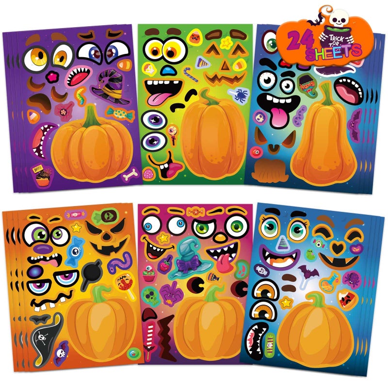 DUJAA Halloween Stickers for Kids 24 Sheets Make a Pumpkin Face Stickers Pumpkin Decorating Sticker Halloween Party Games Make Your Own Sticker Fall Autumn Thanksgiving Party Favors Crafts - Image 2