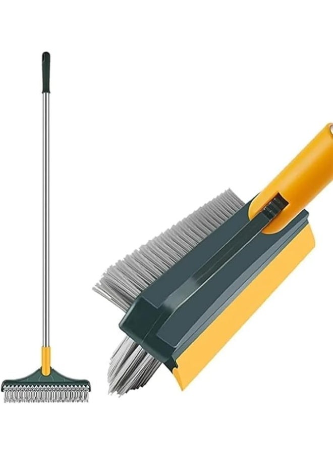 فرشاة تنظيف الأرضيات المصنوعة من السيليكون 3 في 1 مع ممسحة - رأس مرن للبلاط والرخام والخشب والزجاج - فرشاة متعددة الأغراض للحمام والمطبخ والزوايا الضيقة - Image 3