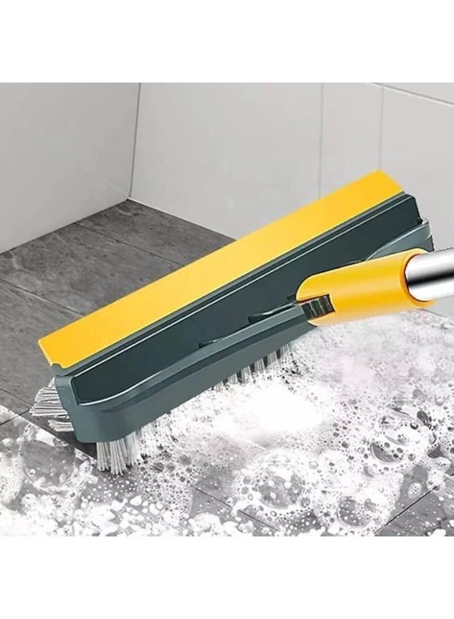 فرشاة تنظيف الأرضيات المصنوعة من السيليكون 3 في 1 مع ممسحة - رأس مرن للبلاط والرخام والخشب والزجاج - فرشاة متعددة الأغراض للحمام والمطبخ والزوايا الضيقة - Image 2