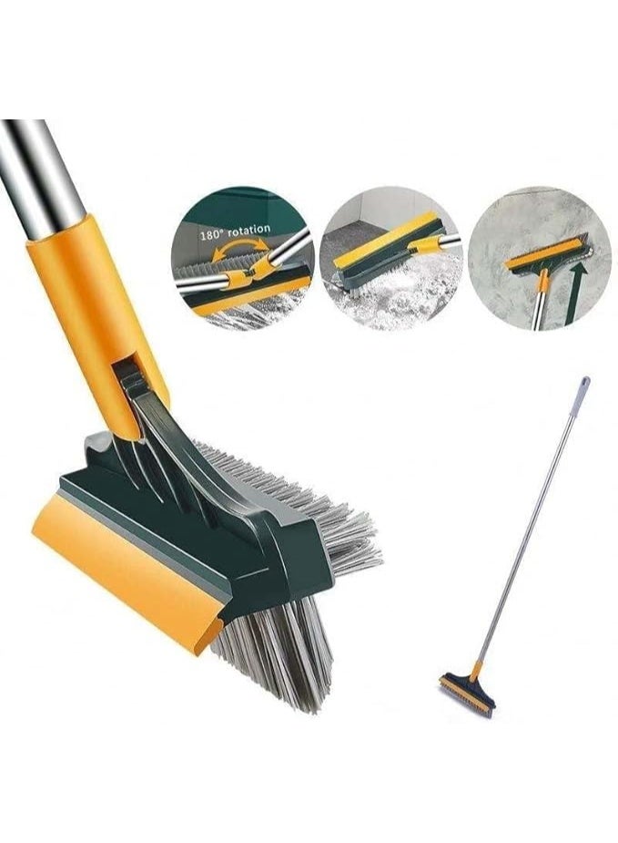 فرشاة تنظيف الأرضيات المصنوعة من السيليكون 3 في 1 مع ممسحة - رأس مرن للبلاط والرخام والخشب والزجاج - فرشاة متعددة الأغراض للحمام والمطبخ والزوايا الضيقة - Image 4