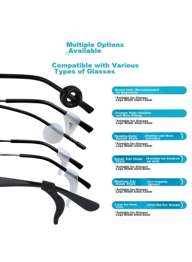 Oona Onna Eyeglass Anti-slip Retainer Holder Sports Anti-slip Ear Hooks Set A White Four Styles - 8 Pairs - Image 2