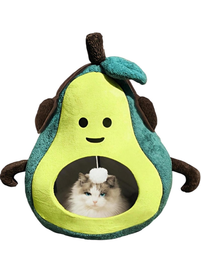 A.M Cute Cat Beds for Indoor Cats, Small Dog Beds, Soft Washable Pet Beds for Kitten and Puppy, Funny Avocado Cat Cave - Image 1