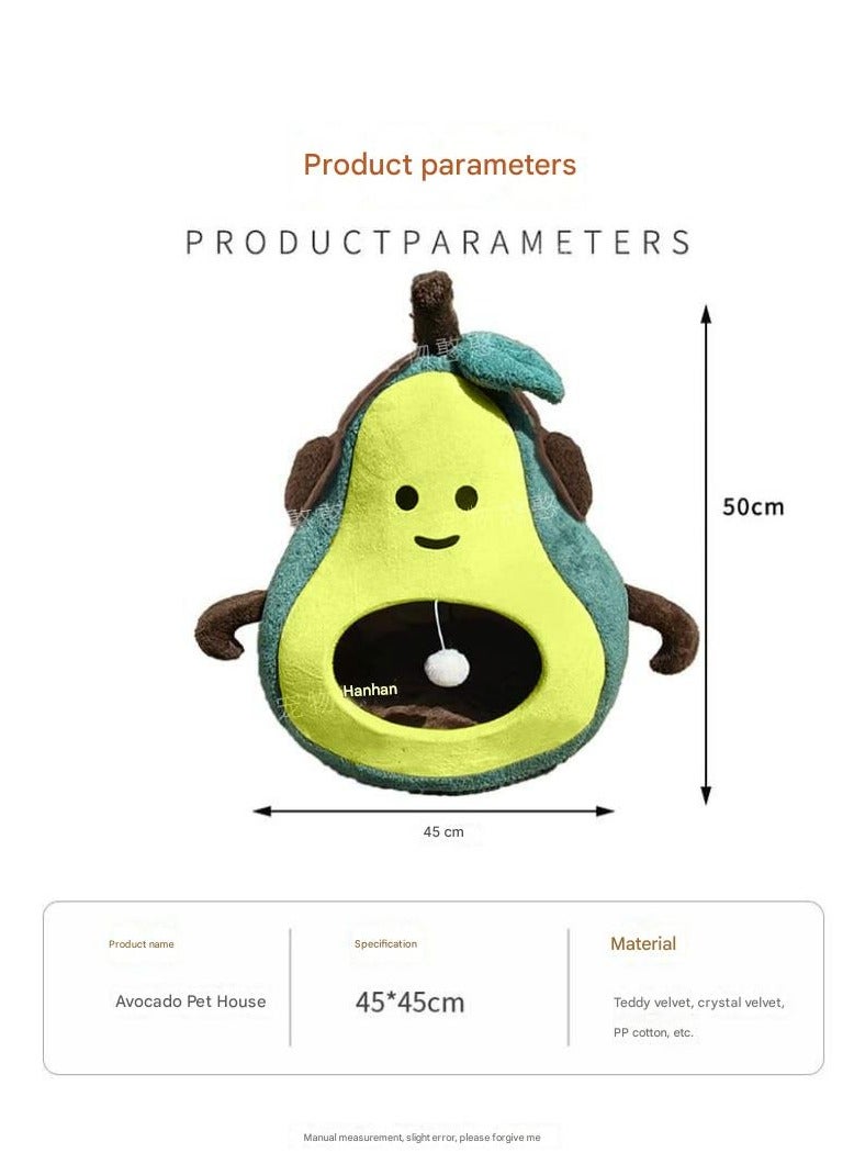 A.M Cute Cat Beds for Indoor Cats, Small Dog Beds, Soft Washable Pet Beds for Kitten and Puppy, Funny Avocado Cat Cave - Image 2