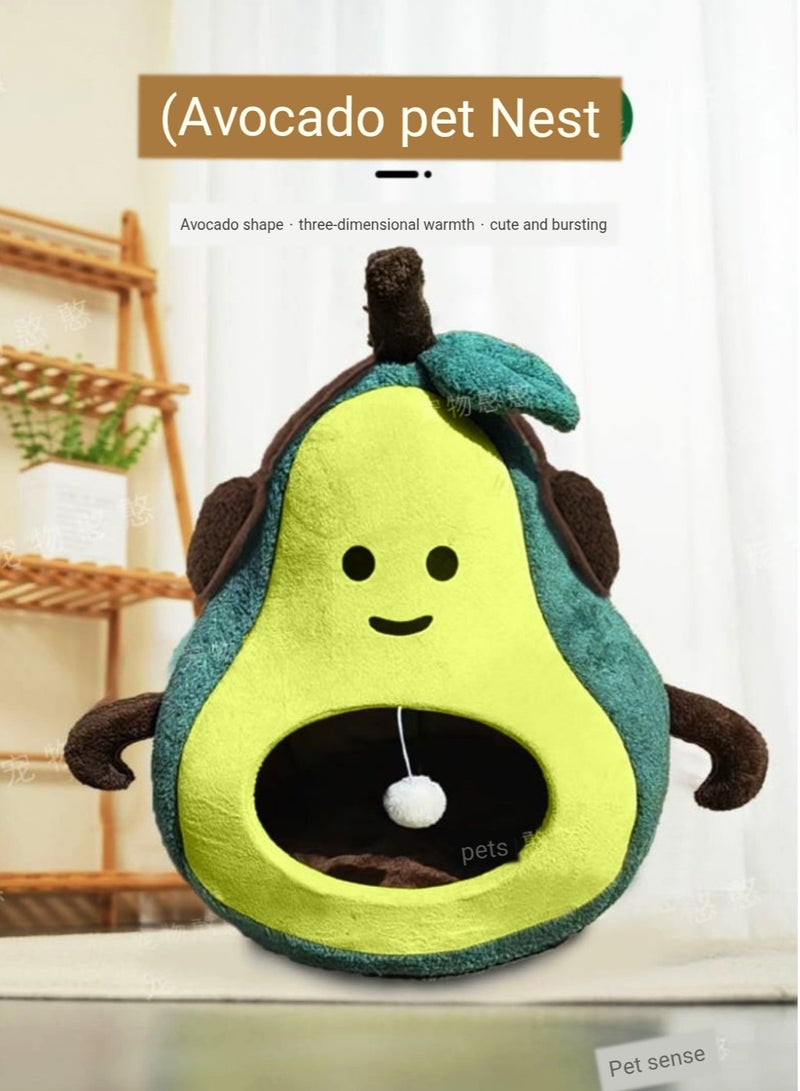 A.M Cute Cat Beds for Indoor Cats, Small Dog Beds, Soft Washable Pet Beds for Kitten and Puppy, Funny Avocado Cat Cave - Image 5