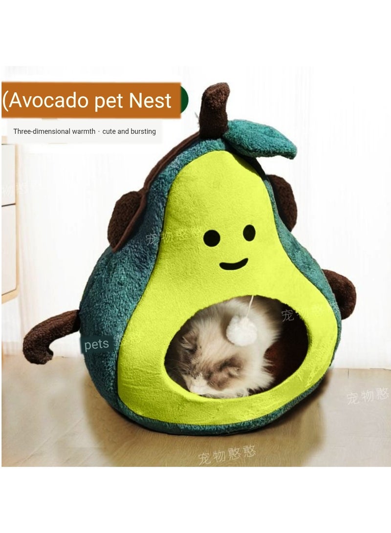 A.M Cute Cat Beds for Indoor Cats, Small Dog Beds, Soft Washable Pet Beds for Kitten and Puppy, Funny Avocado Cat Cave - Image 4
