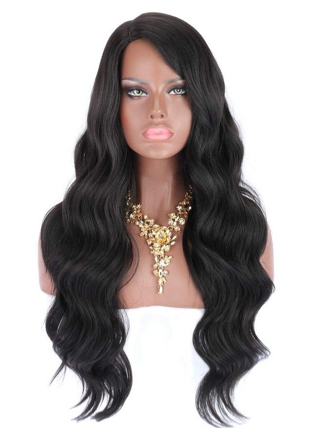 LUSH LOCKS ® Women Hair Wig Long Curly Wavy Synthetic Full Wig Black Colourwavy 20 Inches  - Image 3