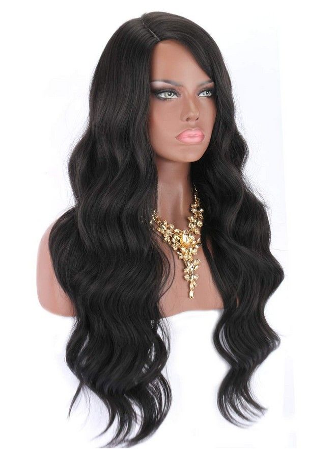 LUSH LOCKS ® Women Hair Wig Long Curly Wavy Synthetic Full Wig Black Colourwavy 20 Inches  - Image 1