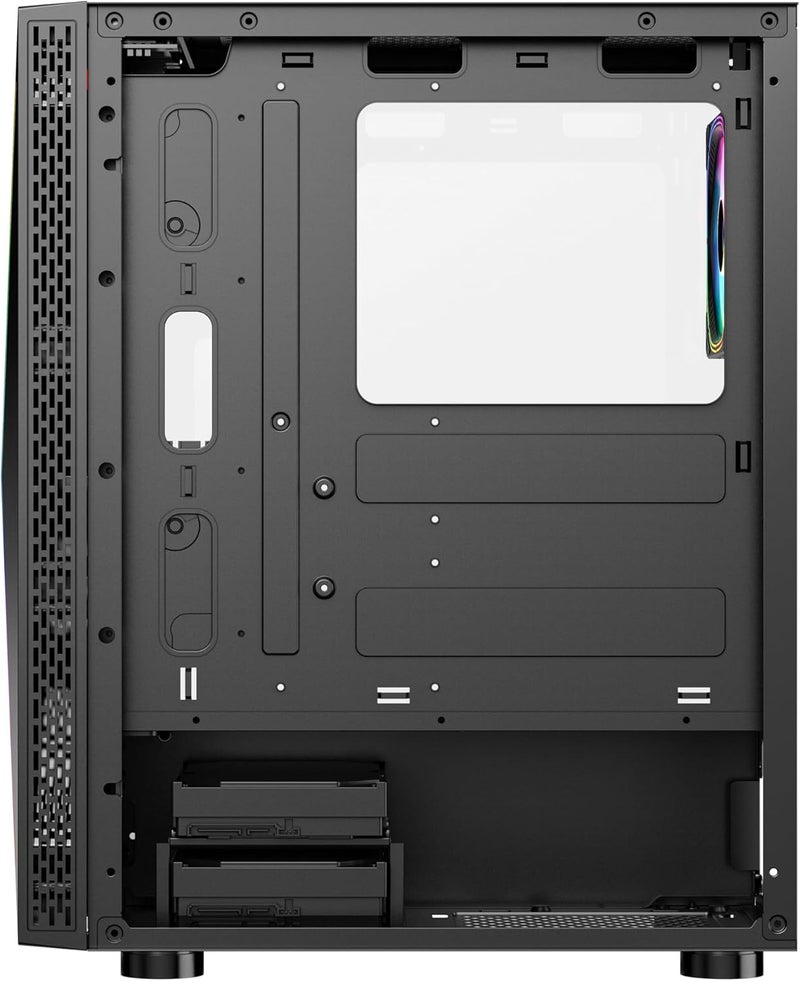 جاميرتيك حالة الكمبيوتر GamerTek Vega Mid Tower ATX – لوحة أمامية بتقنية Infinity RGB، تصميم يوفر تدفق هواء عالي، يشمل مروحة ARGB واحدة – اللون أسود - Image 4