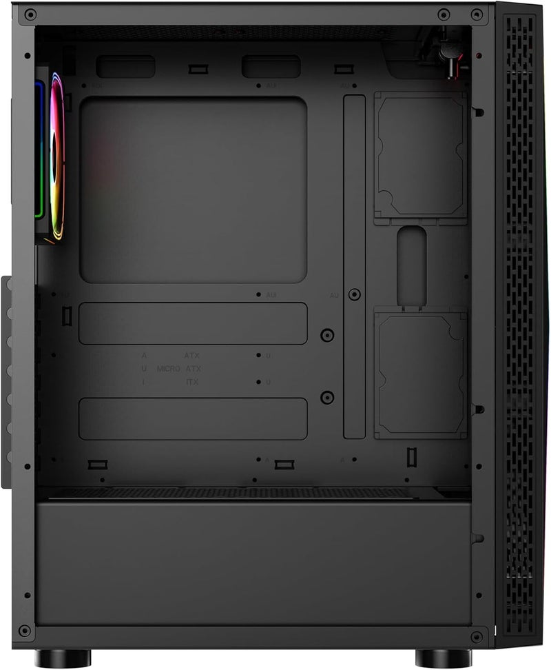 جاميرتيك حالة الكمبيوتر GamerTek Vega Mid Tower ATX – لوحة أمامية بتقنية Infinity RGB، تصميم يوفر تدفق هواء عالي، يشمل مروحة ARGB واحدة – اللون أسود - Image 2