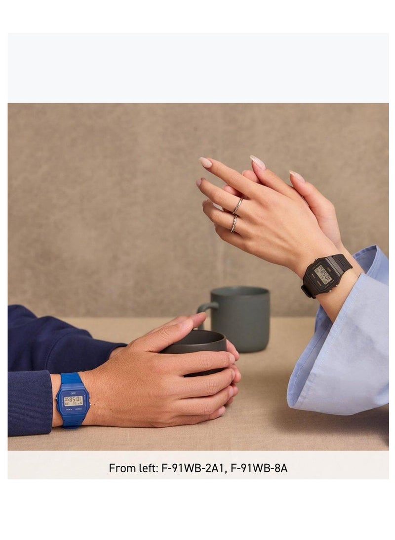 Casio Unisex Classic Digital Watch F-91WB-2A1 - Image 3