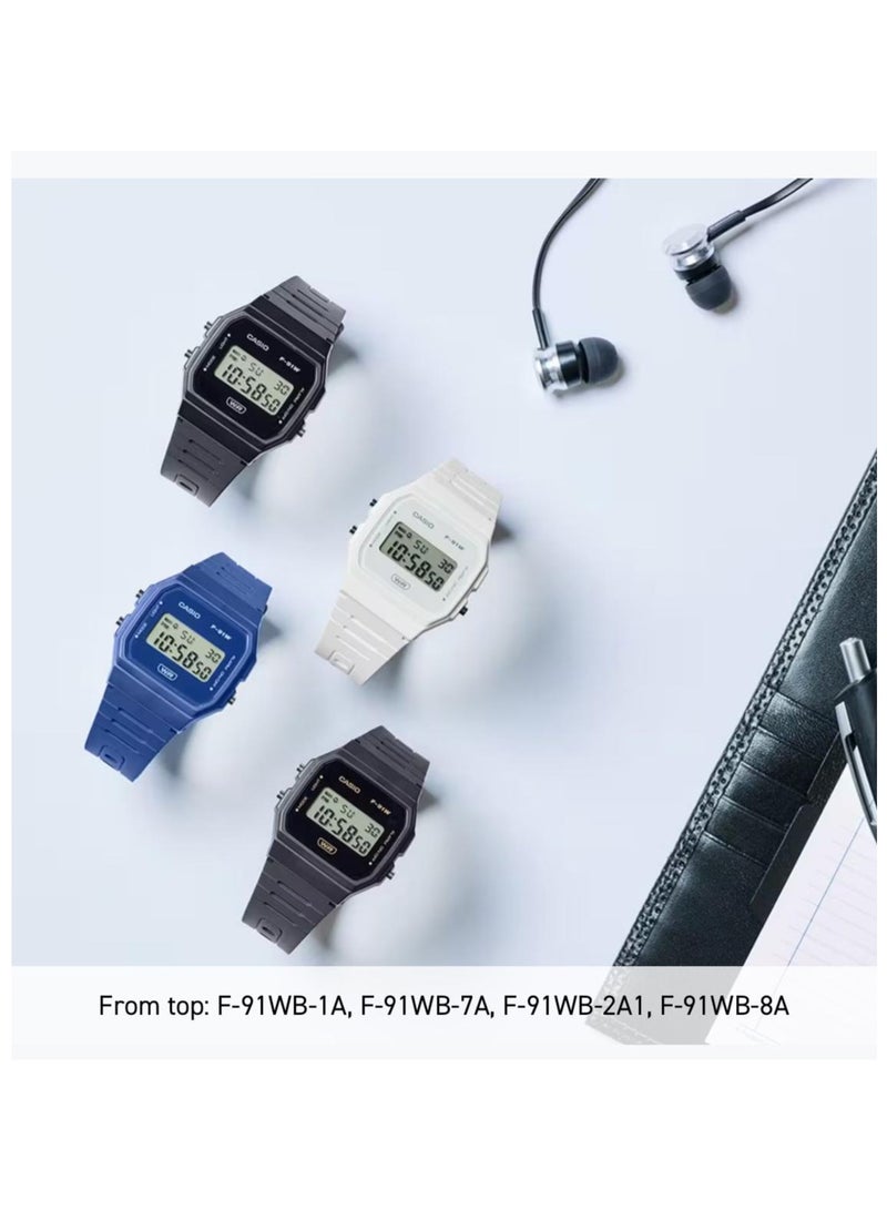 Casio Unisex Classic Digital Watch F-91WB-2A1 - Image 4